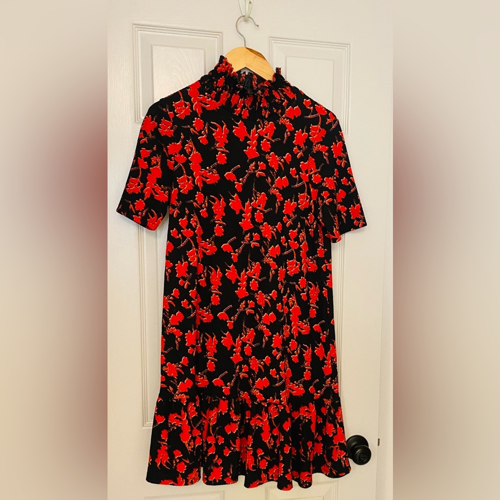 Zara Red and White Floral Dress